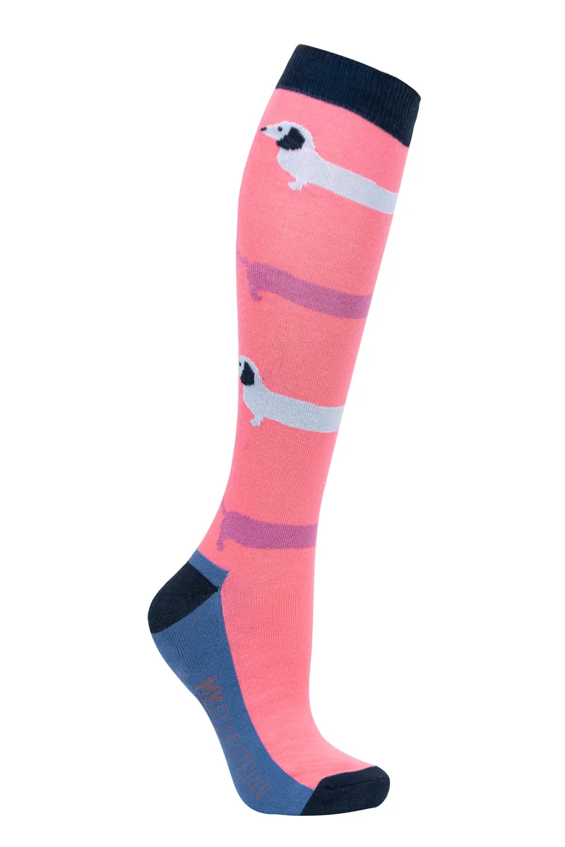 Hy Equestrian Dorris The Dachshund Socks - Pack of 3 - Riviera/Navy-2